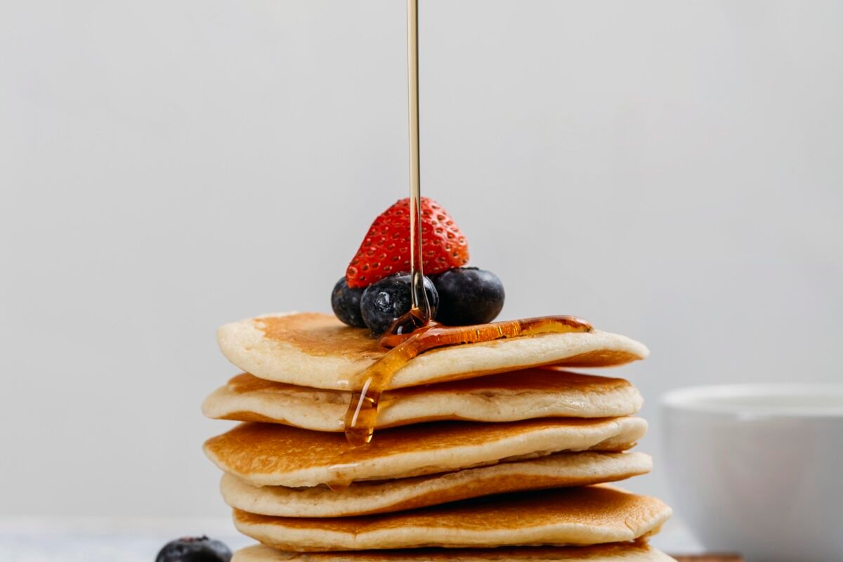 Composition tasty breakfast pancakes
