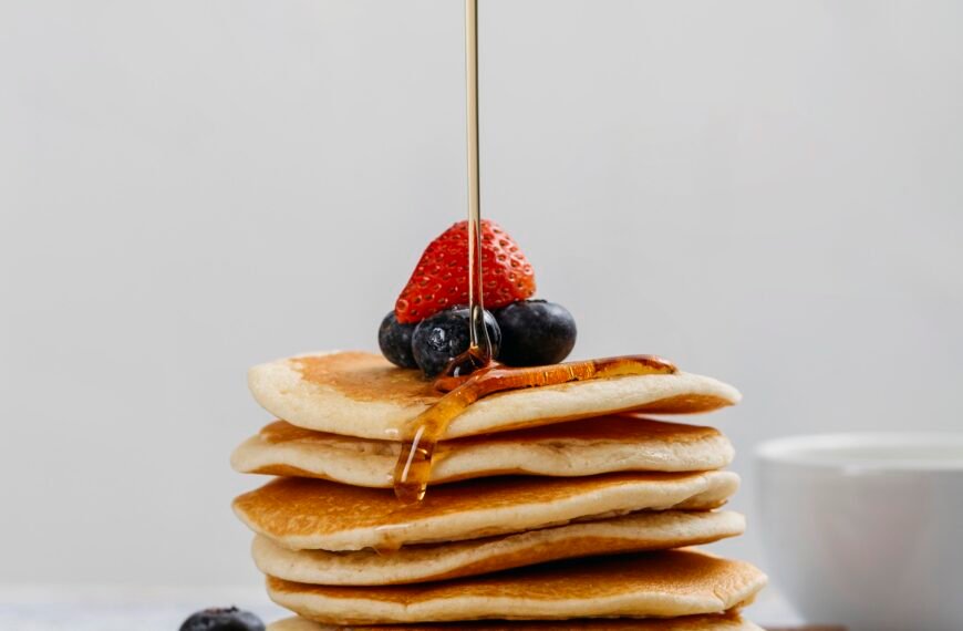 Composition tasty breakfast pancakes
