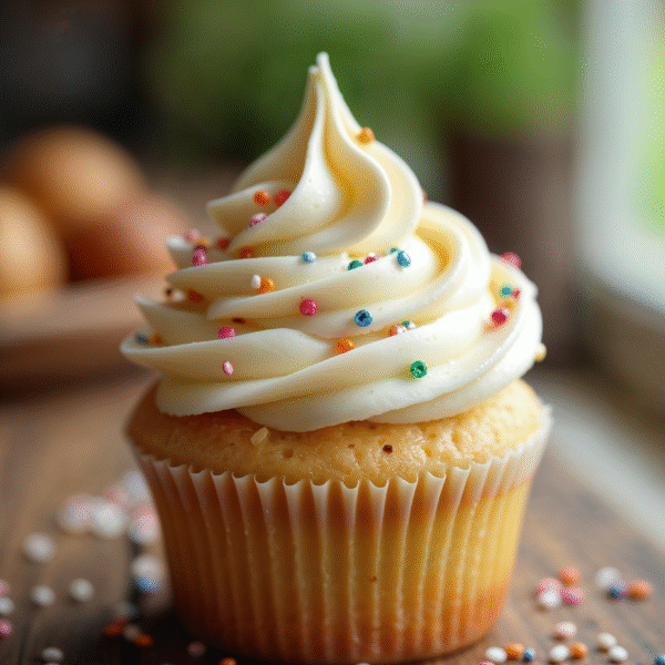 Delicious cupcake with icing