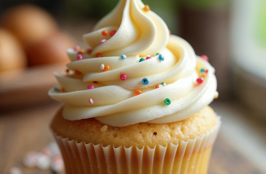 Delicious cupcake with icing