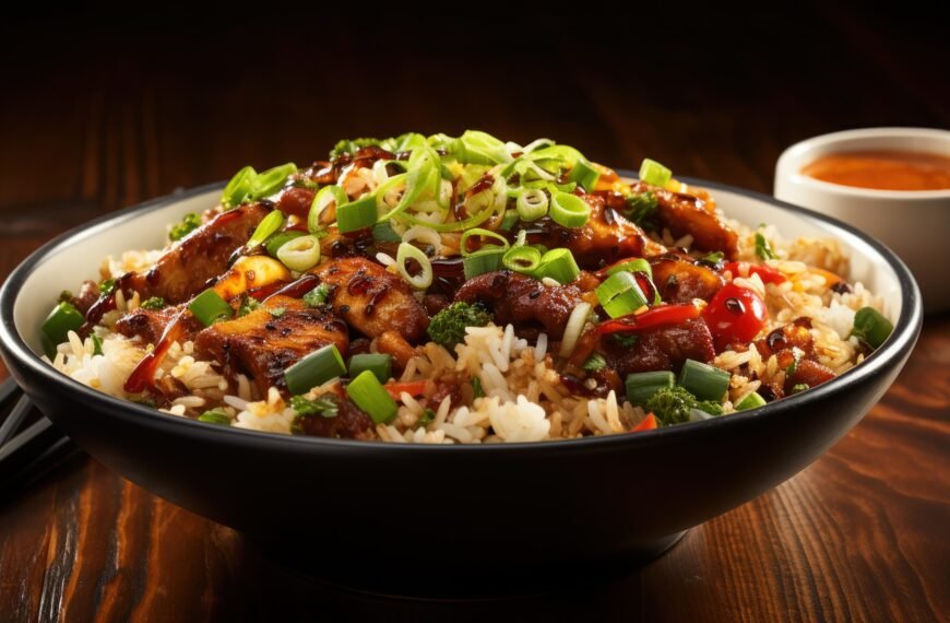 Fried rice served with hot syrup.