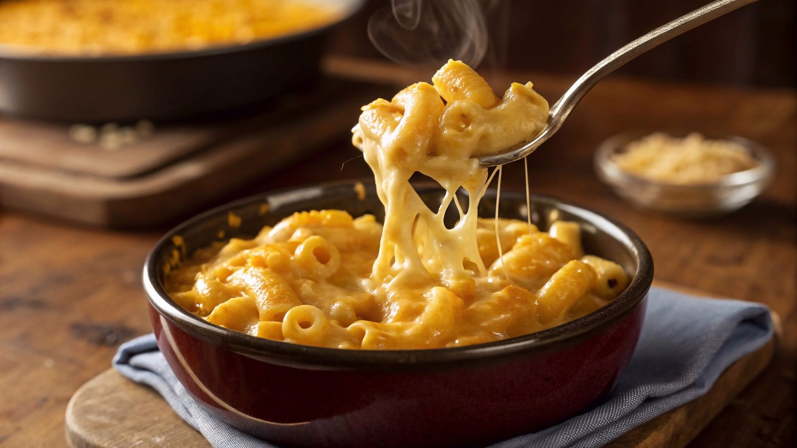 Cheese splash pasta with creamy melted cheese, hot and delicious