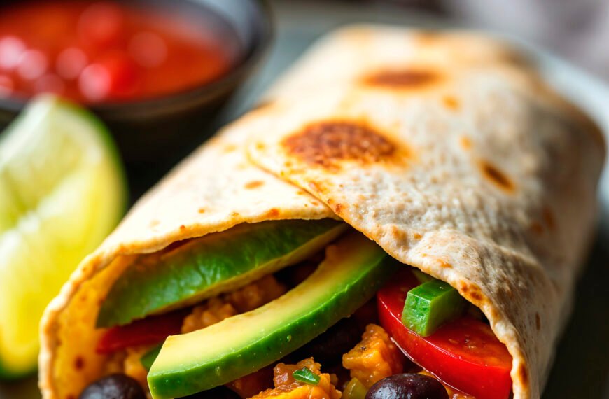 Close up burrito with vegetables