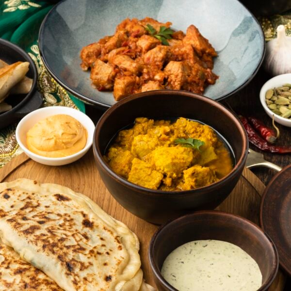High angle indian food assortment
