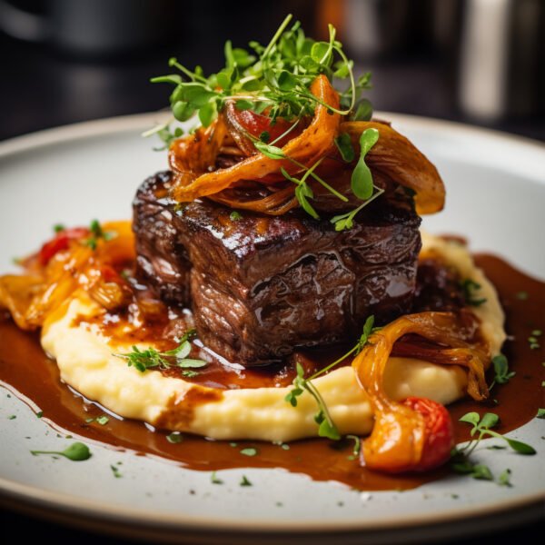 View delicious steak dish